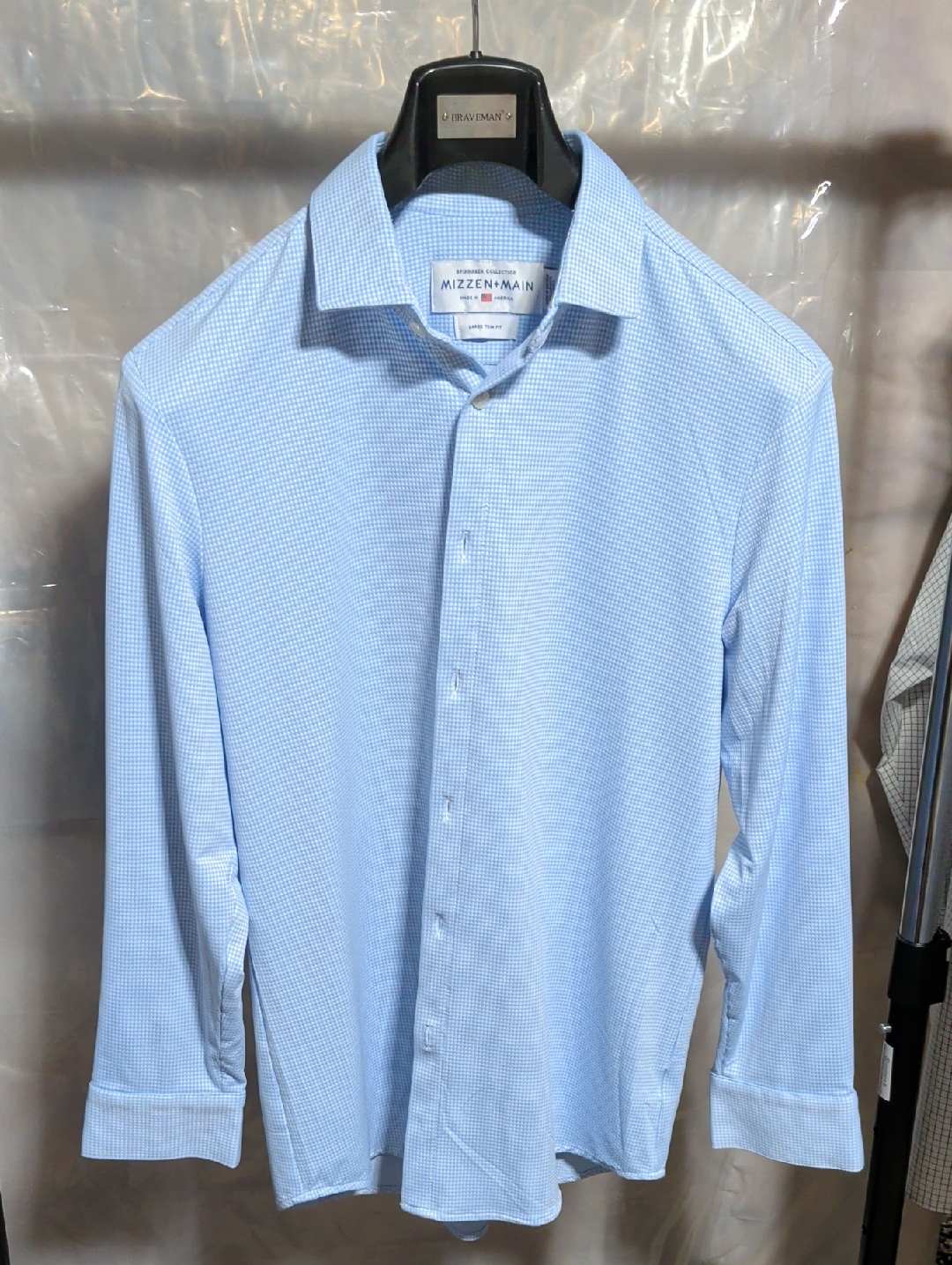 Mizzen+Main Light Blue Micro-Check Dress Shirt